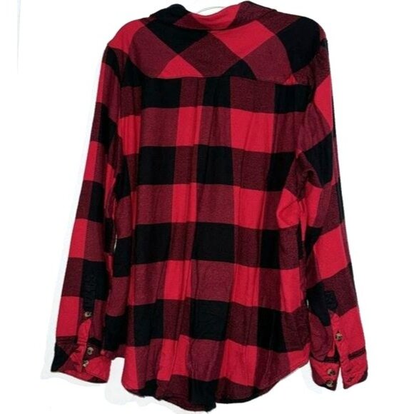 Torrid Womens Plaid Button-Up Shirt Size 2 Red & Black Cotton - Picture 6 of 7